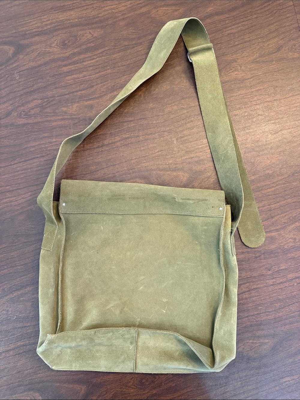 Vintage Banana Republic Olive Green Suede Messenger Bag - Picture 2 of 13